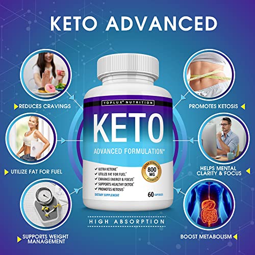 Toplux Keto Pills Ketosis Diet - Natural Ketosis Using Ketone & Ketogenic Diet, Support Toplux