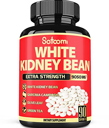 Pure White Kidney Bean Extract Capsules - 6 Herbal Ingredients 9050 mg Equivalent 
