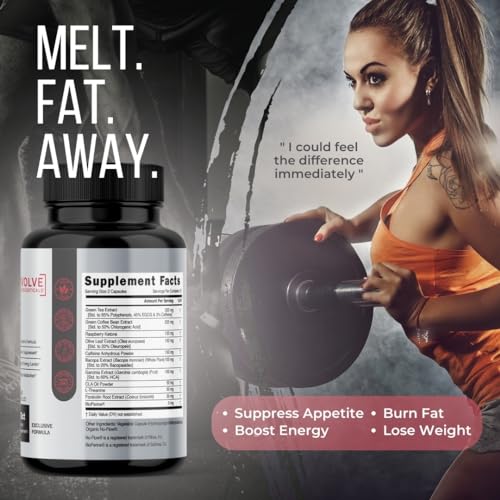 Evolve Nutraceuticals Fat Burner, Weight Loss Supplement, Energy Booster - Green Tea Extract