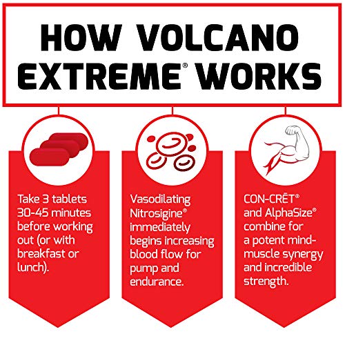 Force Factor Volcano Extreme Pre Workout Nitric Oxide Booster Supplement for Men