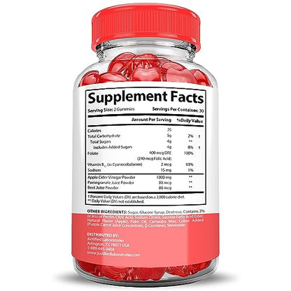 Justified Laboratories Keto Bites Keto ACV Gummies 1000MG Vegan Non GMO with Pomegranate