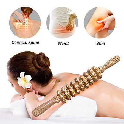 Deston Wooden Massager Handheld Roller Trigger Point Massager Stick for Fascia, Cellulite