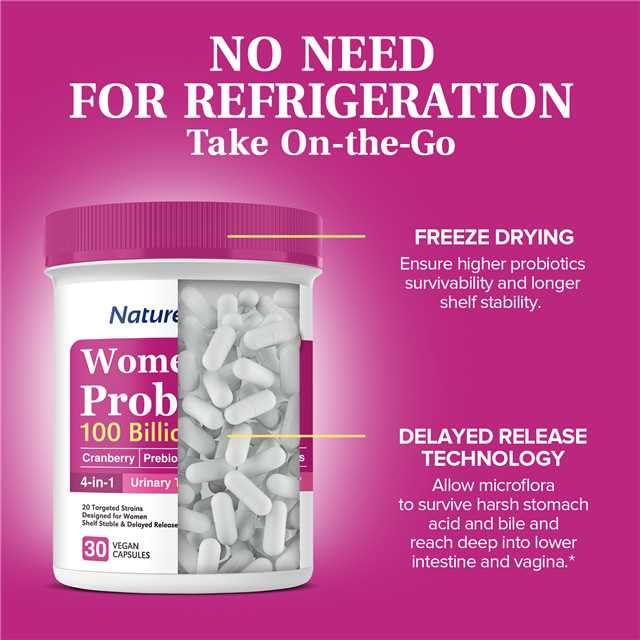 NatureMyst Women’s Probiotics 100 Billion, 20 Targeted Strains with Organic Cranberry NatureMyst
