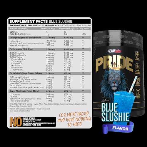EHP Labs Pride Pre Workout Powder Energy Supplement - Sugar Free Preworkout for Men