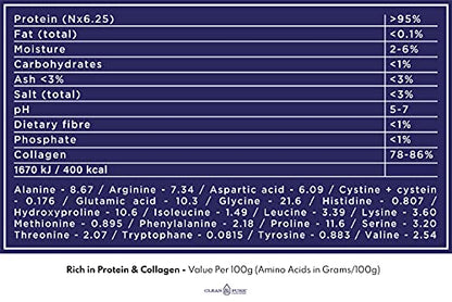 Clean & Pure Collagen Powder, Lab Tested Bovine Peptides with No or Zero Growth Hormones, Pesticides or Vet Meds - 400g