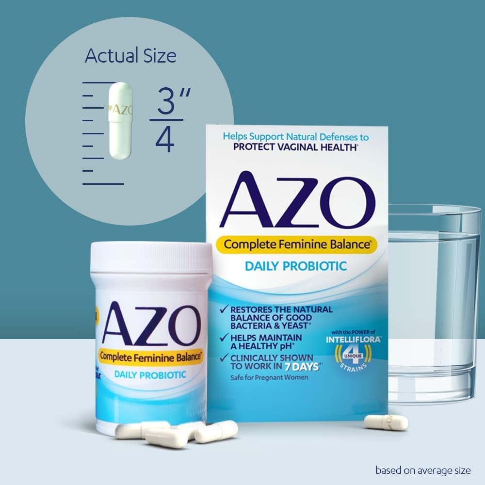 AZO Complete Feminine Balance Daily Probiotics for Women, Clinically Proven & D Mannose Urinary AZO