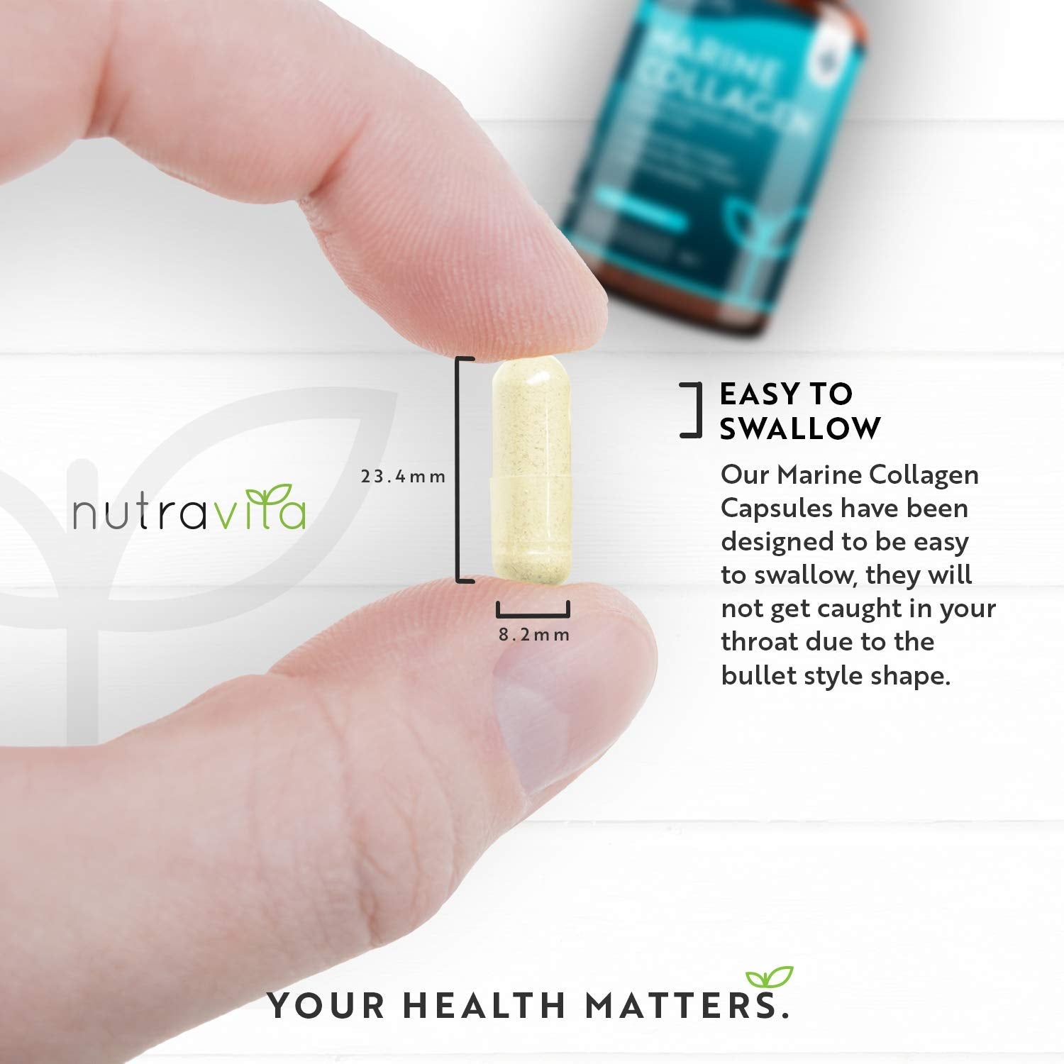 Marine Collagen 1000mg - 60 Capsules of Superior Type 1 Hydrolysed Collagen Nutravita