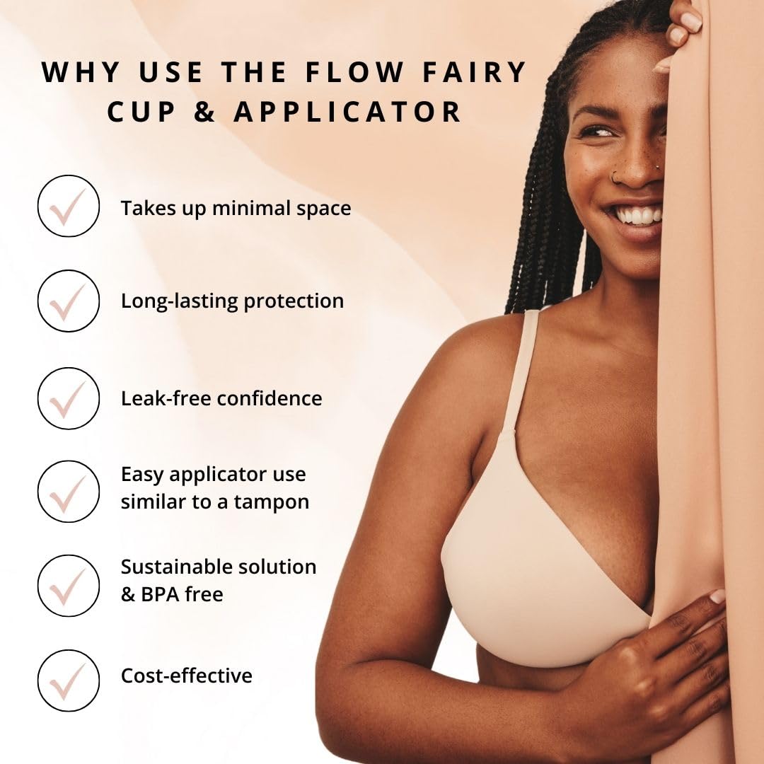 Flow Fairy Reusable Menstrual Cup with Applicator for Easy Insertion- 100% Medical Grade Silicone Period Cup Flow Fairy
