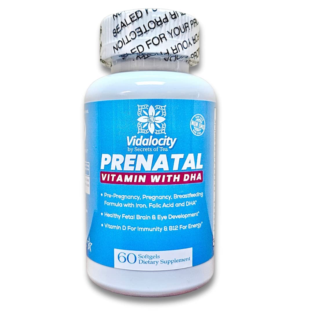 Vidalocity by Secrets of Tea Prenatal Vitamins - with Folic Acid, DHA, Iron, Calcium - Nutrition