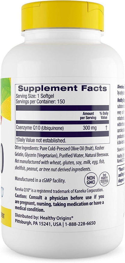 Healthy Origins CoQ10 (Kaneka Q10), 300 mg - Heart Health & Energy Supplement
