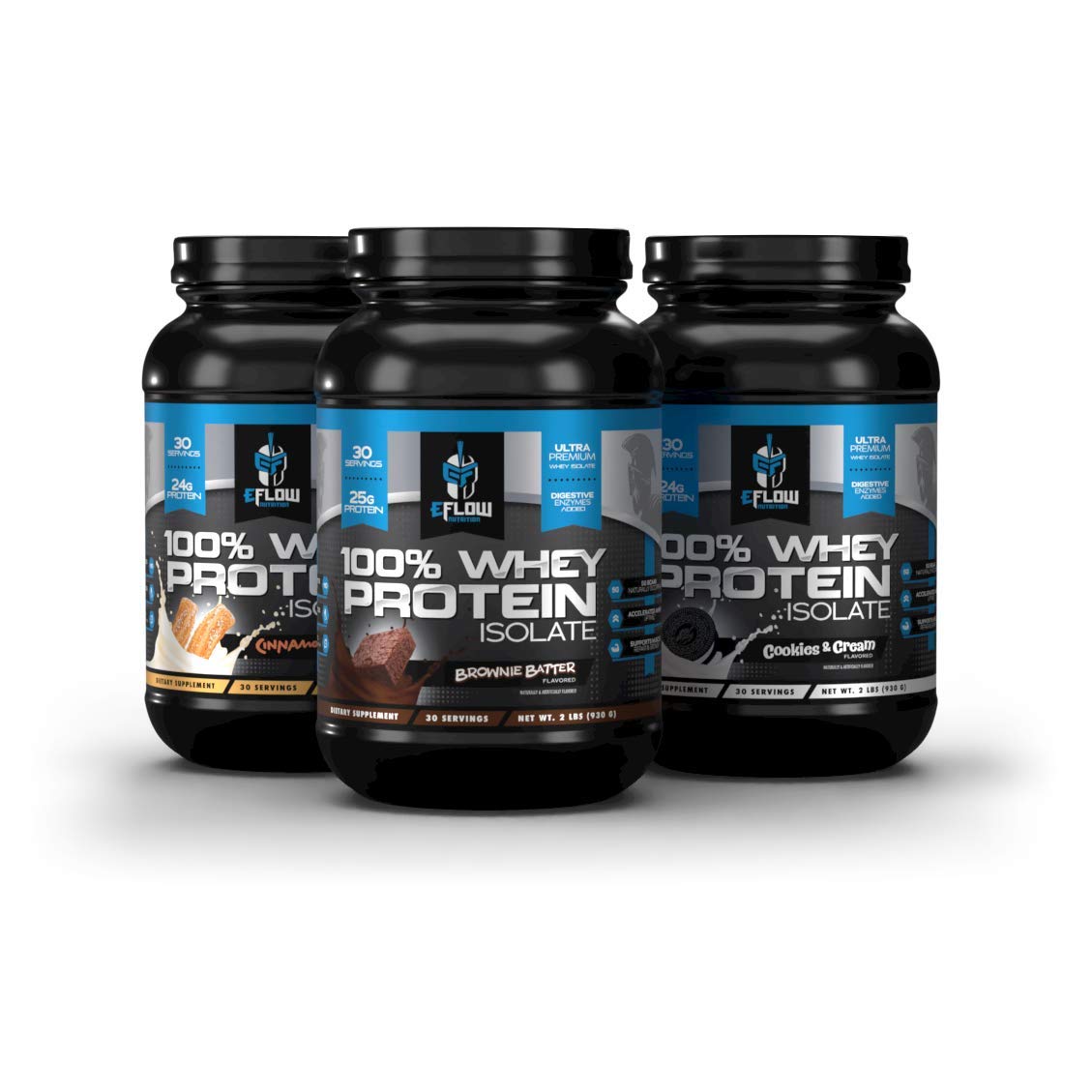 eFlow Nutrition 100% Whey Protein Isolate - Gluten & Lactose-Free Digestive Enzymes