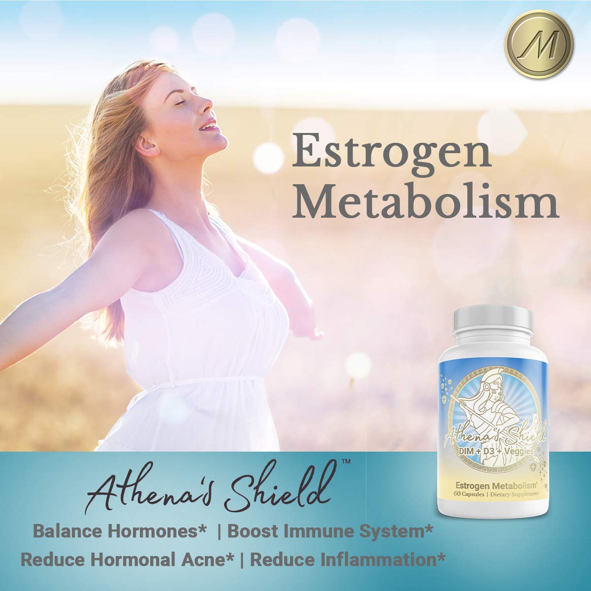MENOLABS Athena’s Shield | DIM Supplement + D3 with BioPerine for Women | Estrogen Balance