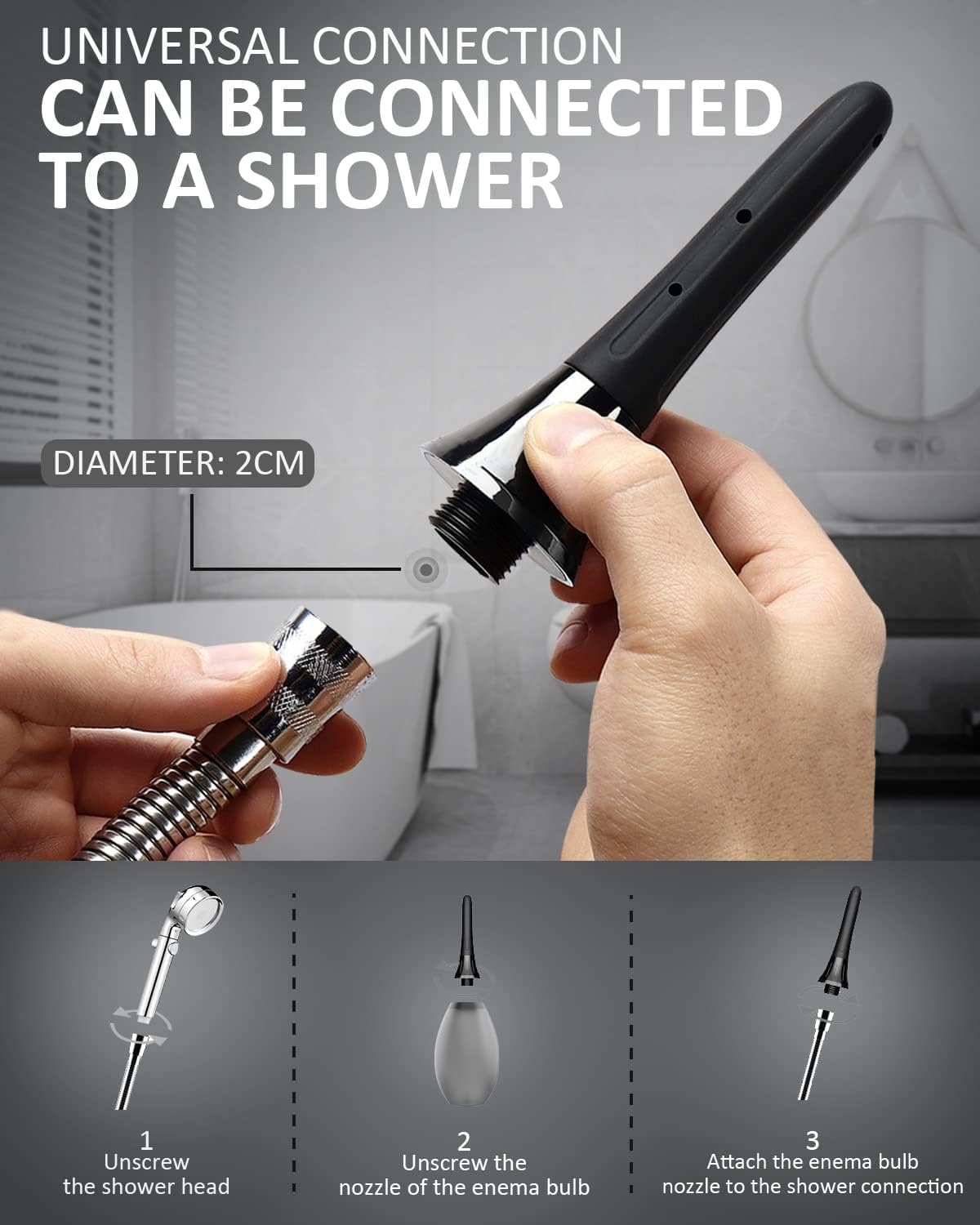 Onegreen Enema Douche Bulb Anti Back-Flow Portable Anal Douche Connected to Shower Hole Onegreen