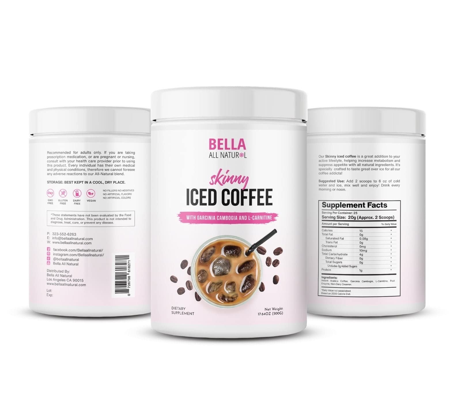 Bella All Natural Skinny Iced Coffee - Good Taste - 500 Grams Bella All Natural