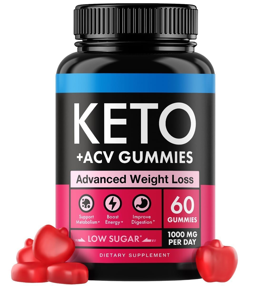 Keto Apple Cider Vinegar Gummies 1000mg - Well-Digested ACV Keto Gummies for Weight Loss