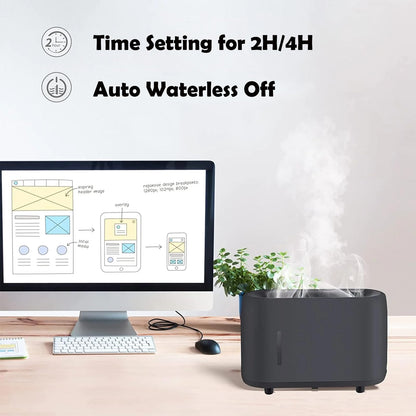 Flame Diffuser Humidifier 240ML for Essential Oils, Smart Timing with 7 Changeable Colors, Dual Mist