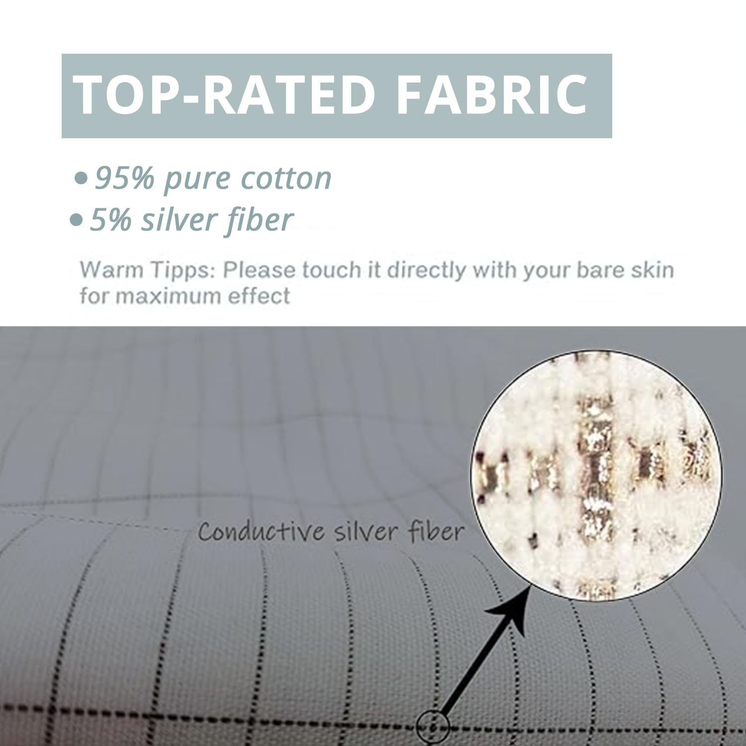 Grounding Pillowcase Silver Fiber Grounding Pillow Case 20 * 30in with Conductive Cord CHIAOCHUTTY