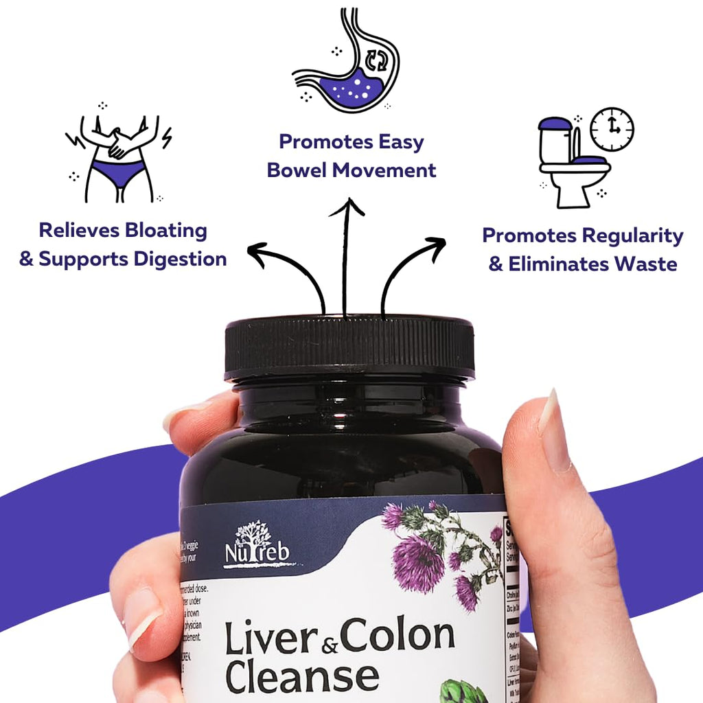 Liver Cleanse Detox & Repair with Colon Cleanse - Milk Thistle, Dandelion Root, Psyllium Husk Fiber