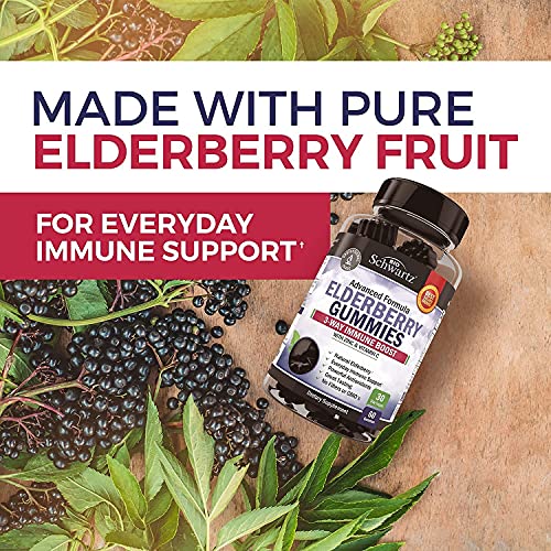 Elderberry Gummies with Zinc and Vitamin C for Adults & Kids - Natural Immune Support BioSchwartz