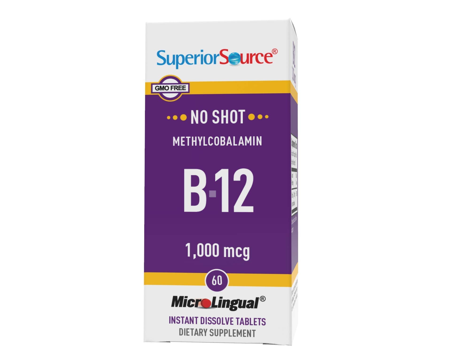 Superior Source No Shot Vitamin B12 Methylcobalamin 1000 mcg, Quick Dissolve MicroLingual Superior Source