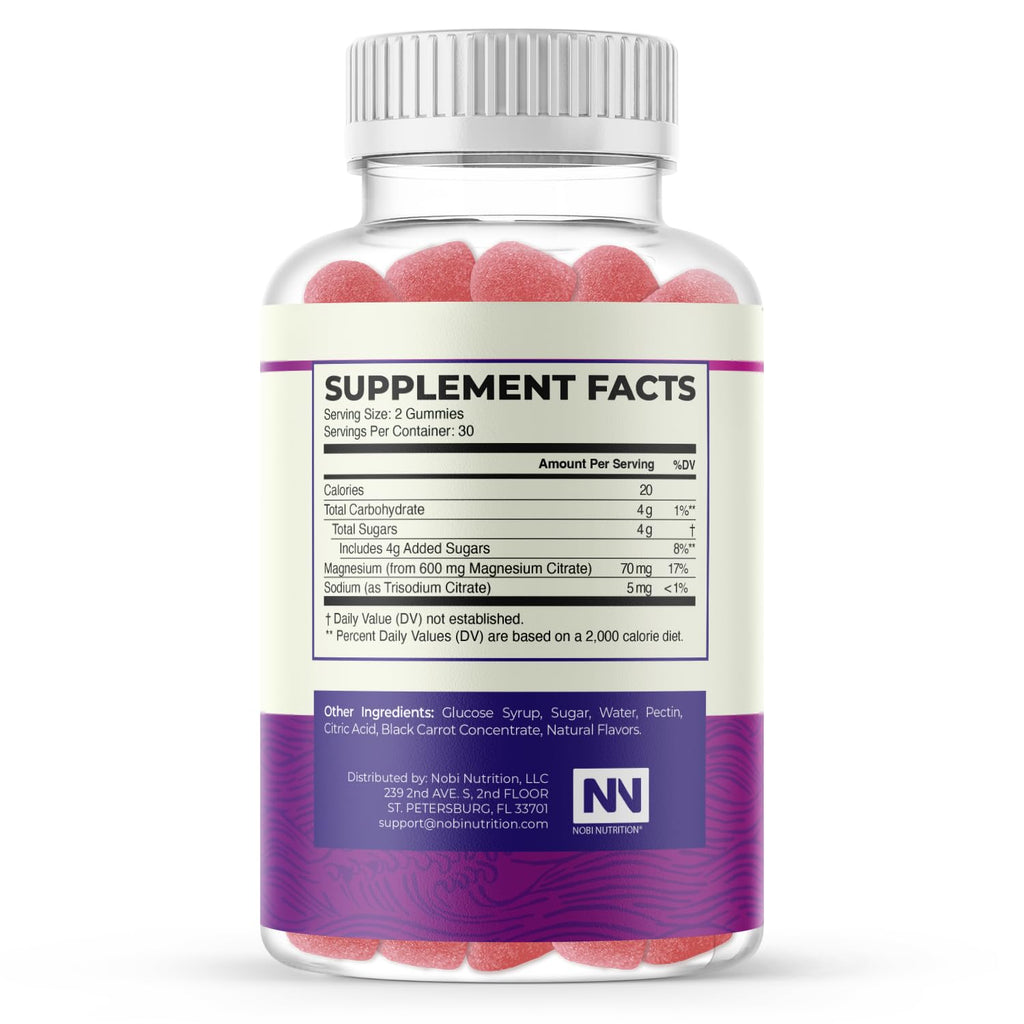 Magnesium Citrate Gummies | 600mg | High Absorption Magnesium for Calm Nobi Nutrition