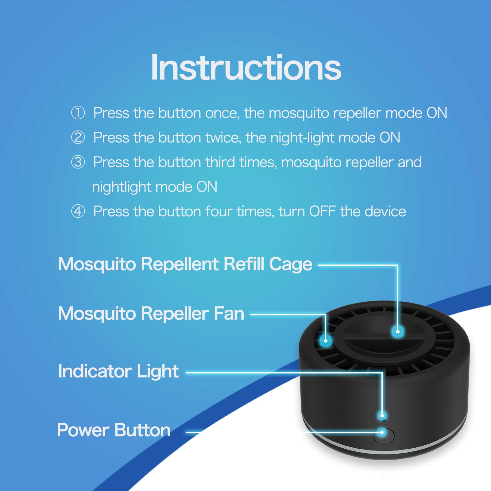 Rechargeable Mosquito Repeller Outdoor Patio Bug Insect Repellent Indoor RibRave