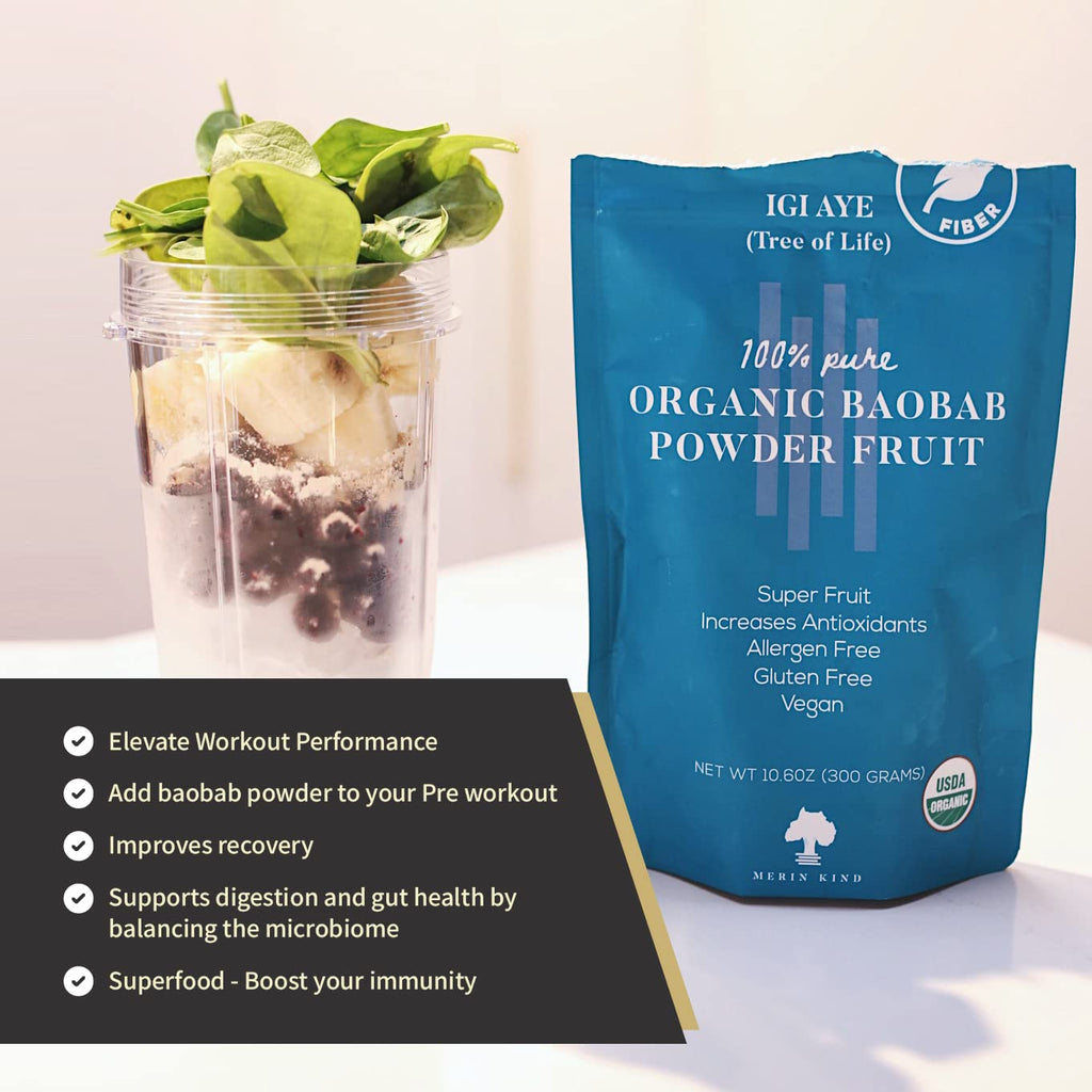 MERIN KIND Organic Baobab Powder - Prebiotic Fiber Supplement
