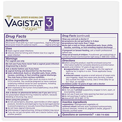 Vagistat 3 Day Yeast Infection Treatment for Women, Relieves External Itching and Irritation