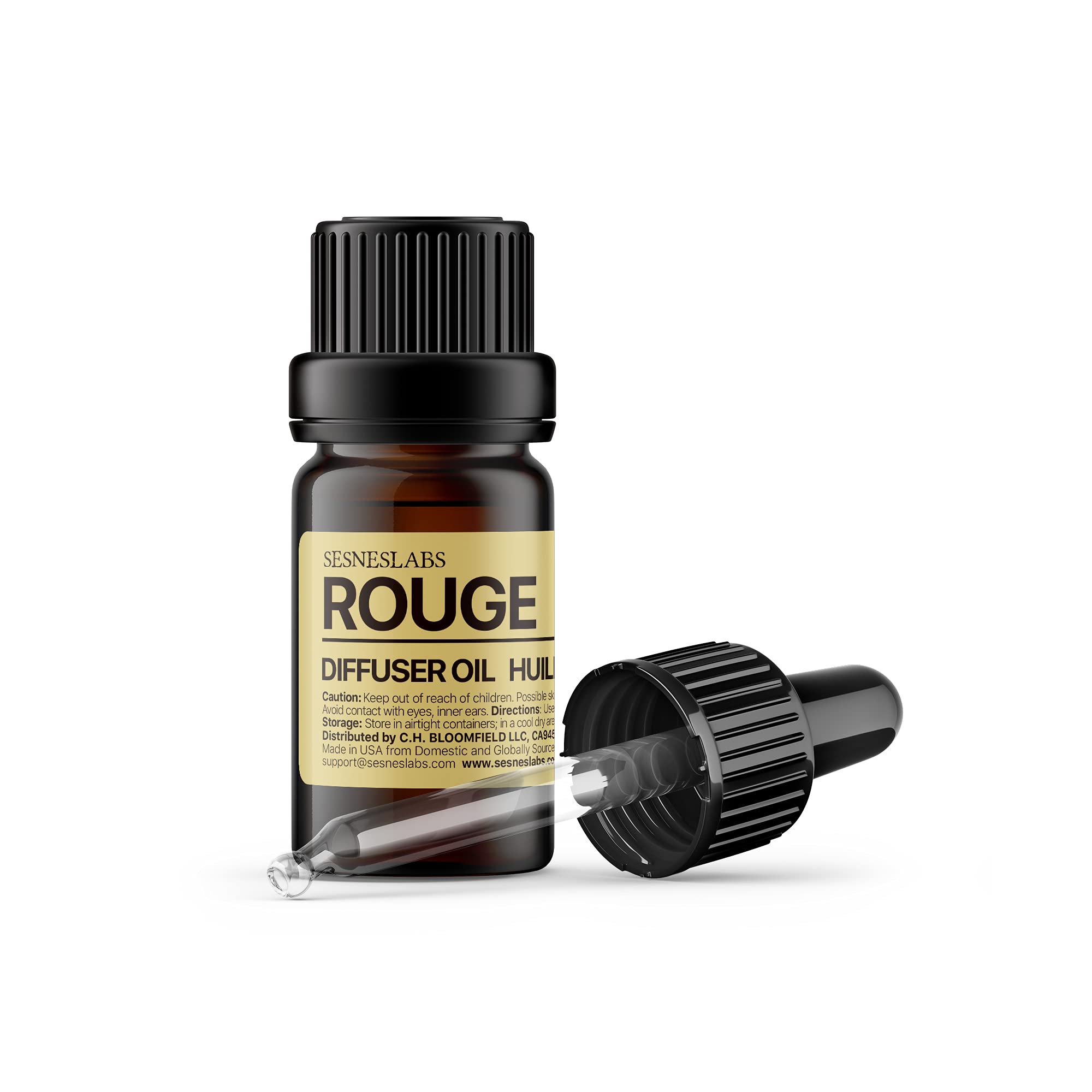 Rouge Diffuser Oil, Ambroxan Molecule-Based Scent, Saffron, Jasmine, Cedarwood Essential Oils Blend