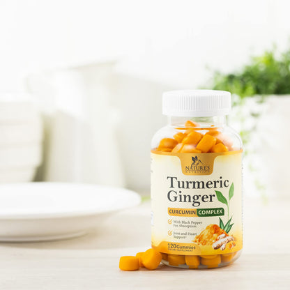 Turmeric Ginger Gummies - Vegan Turmeric Curcumin Gummy with 95% Curcuminoids