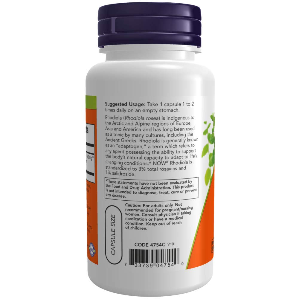 NOW Supplements, Rhodiola 500 mg, Helps Body Adapt to Stress of Daily Life*, Adaptogenic NOW