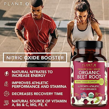 USDA Plant.O Premium Organic Beet Root Tablets [1350mg Beets Powder] with Black Pepper