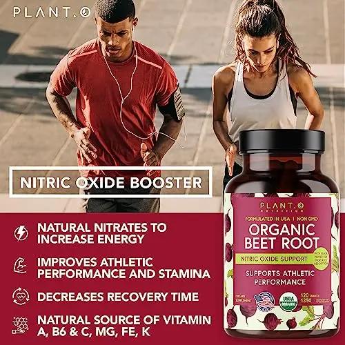USDA Plant.O Premium Organic Beet Root Tablets [1350mg Beets Powder] with Black Pepper PLANT.O NUTRITION