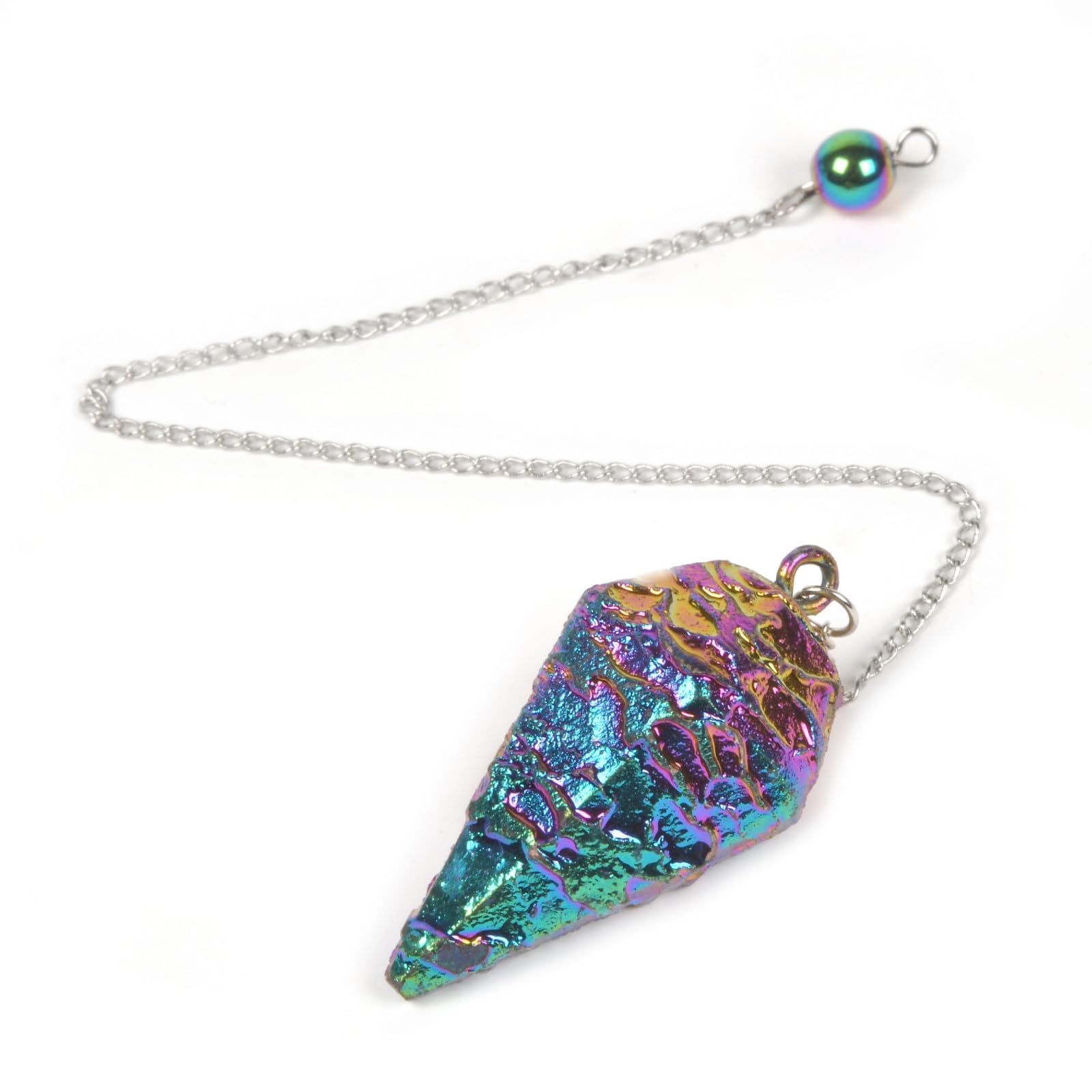 JUSTINSTONES Metallic Rainbow Coated Dragon Blood Fossil Gemstone Rock Crystal Hexagonal JUSTINSTONES