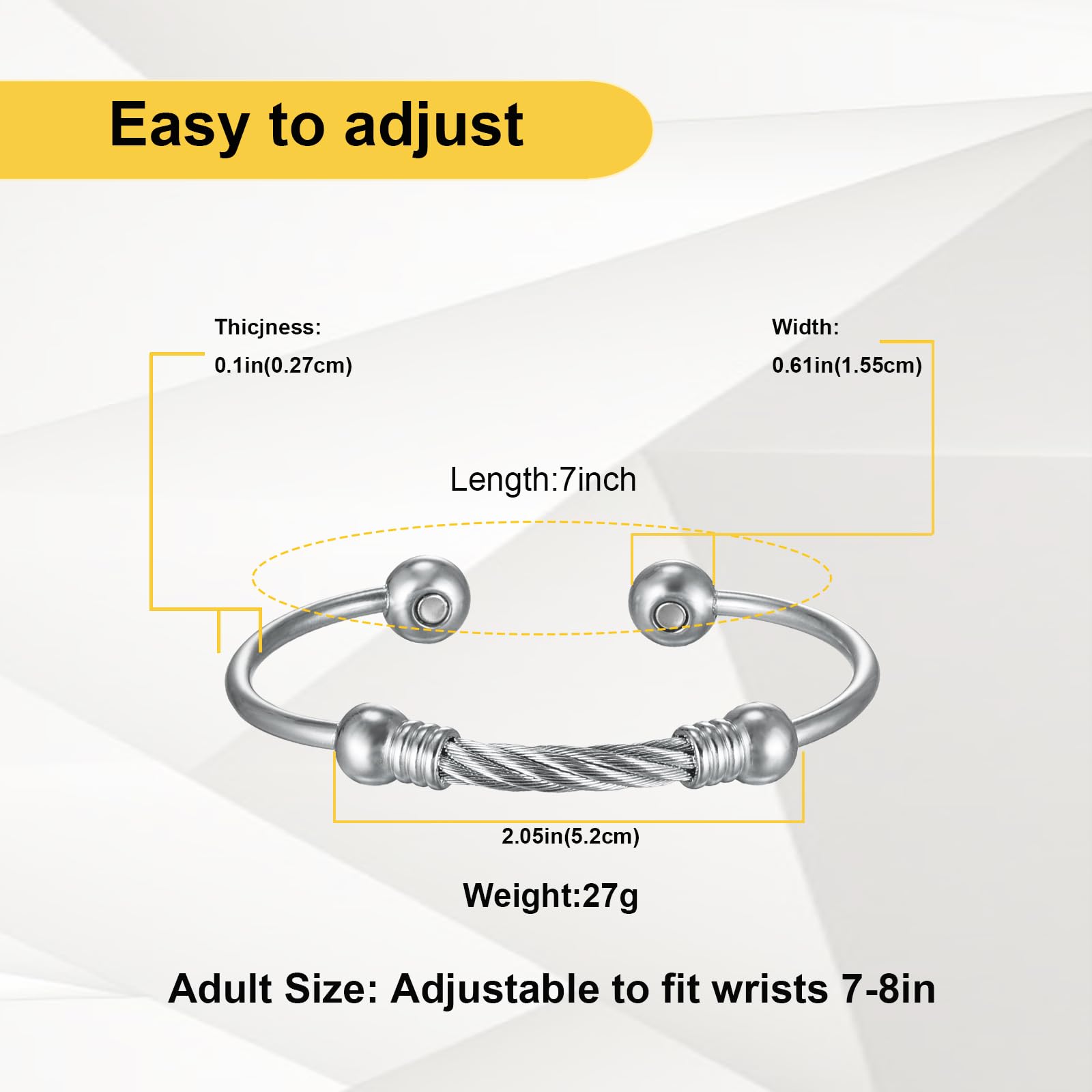 EnerMagiX Magnetic Bracelet for Women for Arthritis and Joint,Twisted Cable Stainless Steel Bangle EnerMagiX