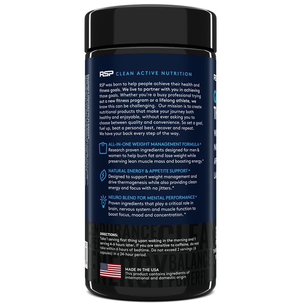 RSP Nutrition QuadraLean Thermogenic Fat Burner for Men & Women, Weight Loss Supplement RSP NUTRITION