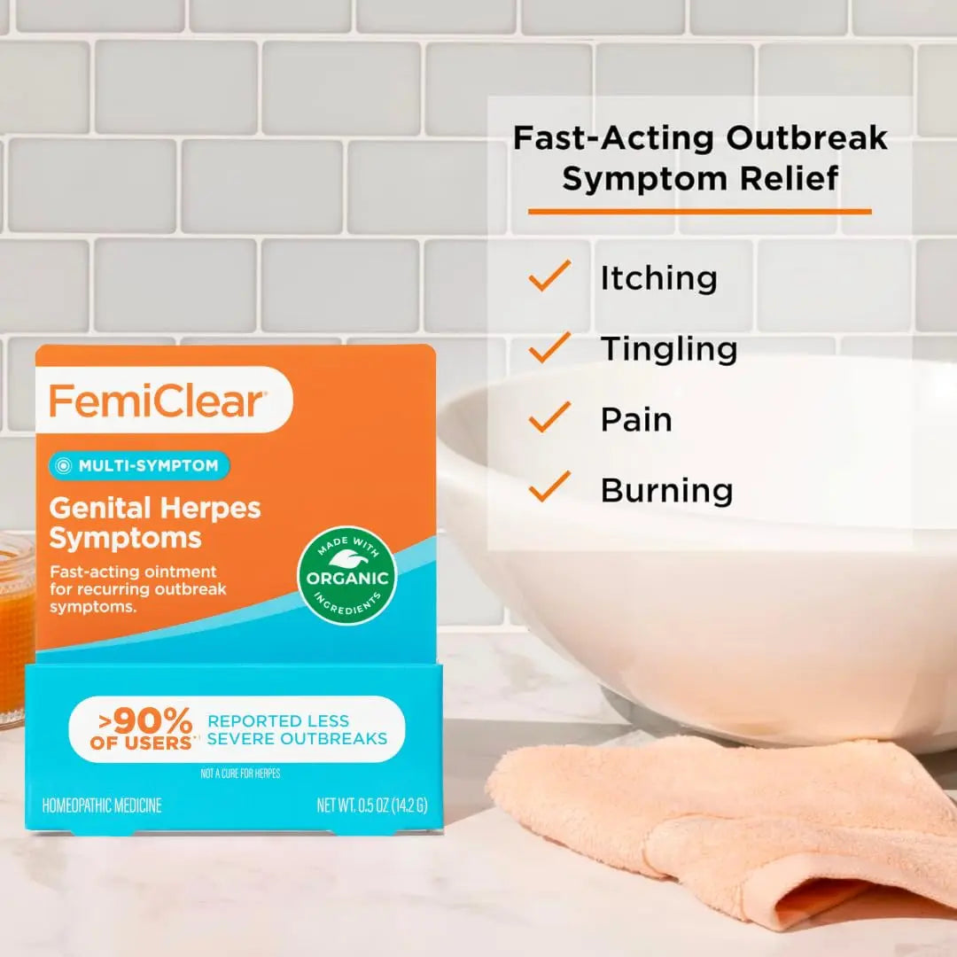 FemiClear for Genital Herpes Symptoms, Multi-Symptom - Effective Intimate Relief FemiClear