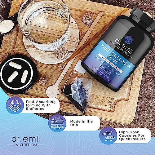 DR EMIL NUTRITION Multi Collagen Pills - 180 Capsules - Collagen Supplements to Support