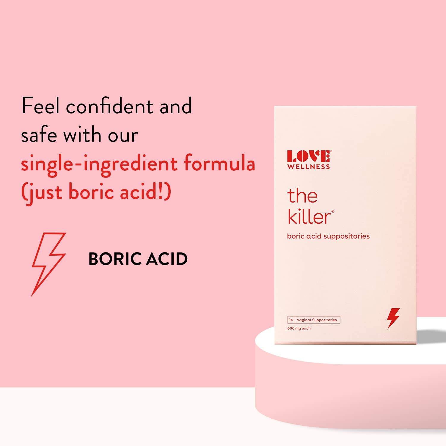 Love Wellness Boric Acid Suppositories for Women, The Killer | Vaginal Supp
