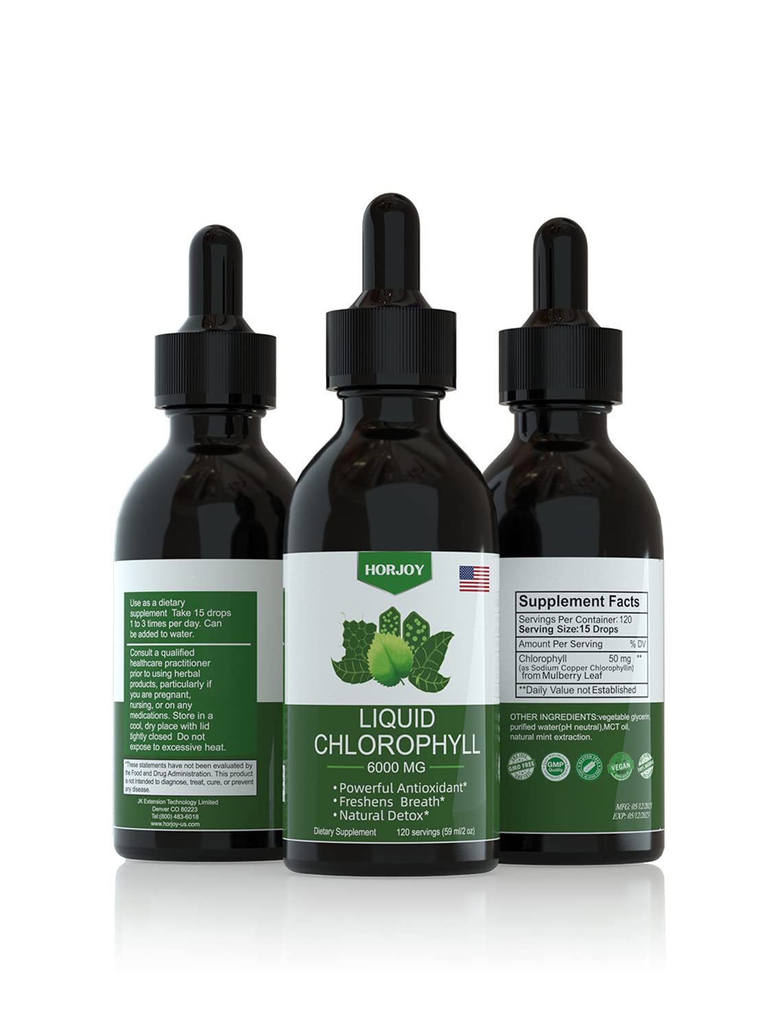 Chlorophyll Liquid Drops - 100% Natural Energy Booster and Immune Support - Internal Horjoy