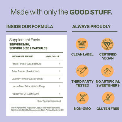 Hilma Natural Gas & Bloating Relief - with Lemon Balm, Fennel & Peppermint Leaf