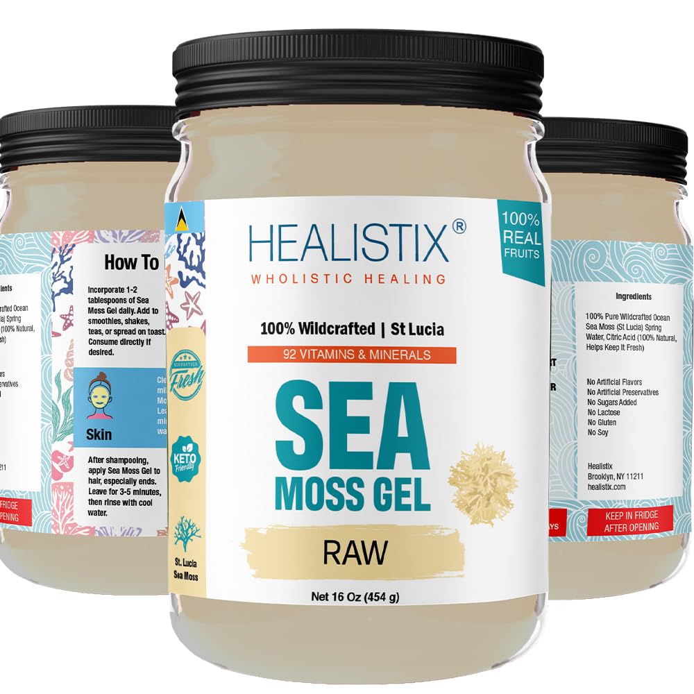 Healistix Irish Sea Moss Gel- St Lucia Wildcrafted Seamoss Gel, Packed with 92 Vitamins 