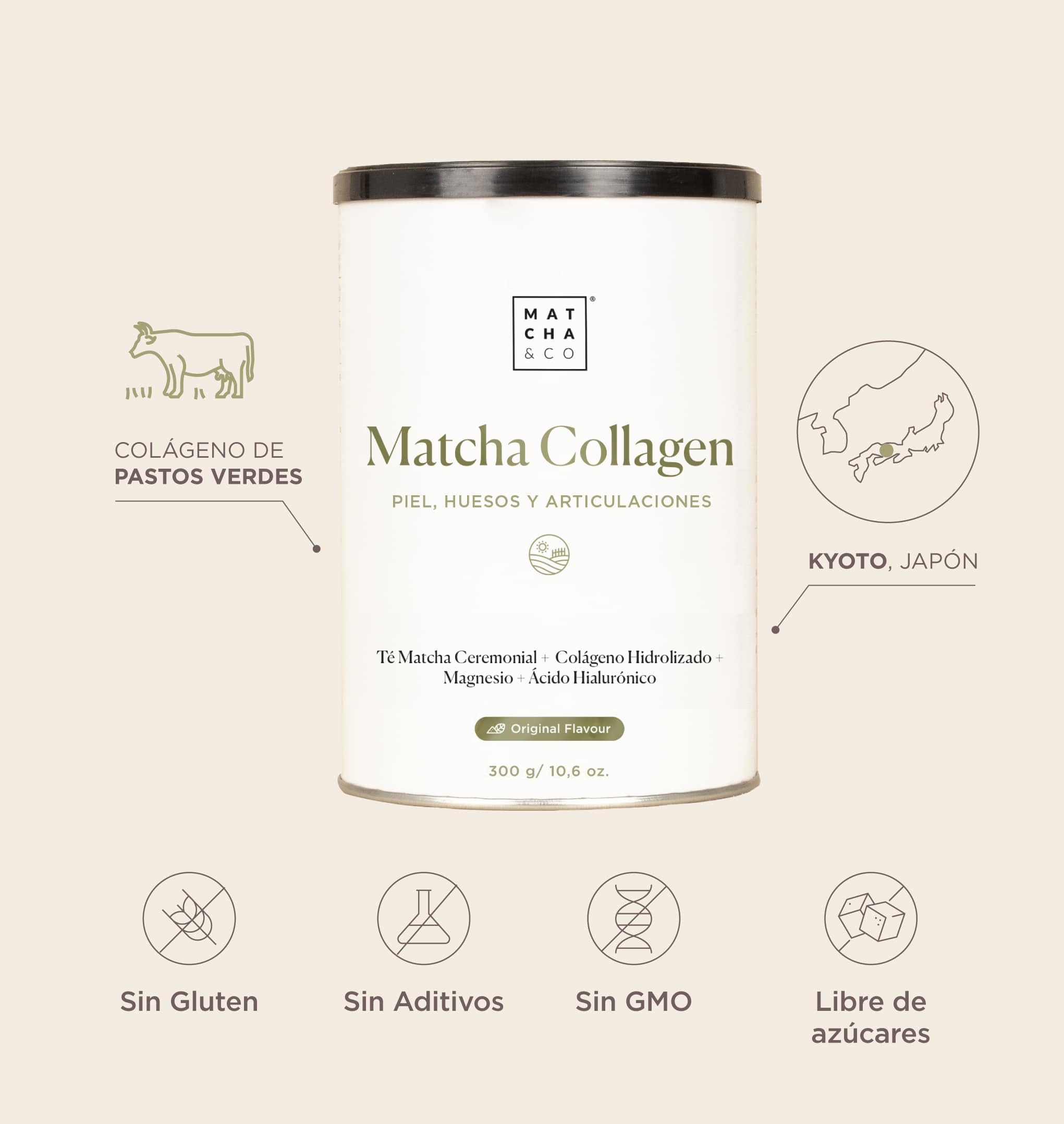 Collagen with Magnesium, Matcha Tea and Hyaluronic Acid. Joints, skin and nails Matcha & CO
