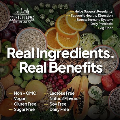 Country Farms Fiber Care Prebiotic Gummies, 6g of Fiber Per Serving, FOS from Beets