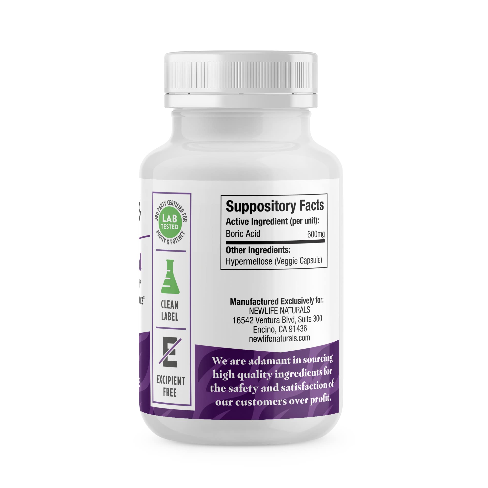 NewLife Naturals Boric Acid Vaginal Suppositories 600mg (60 Pack) with 28 Applicators - for pH Balance NewLife Naturals