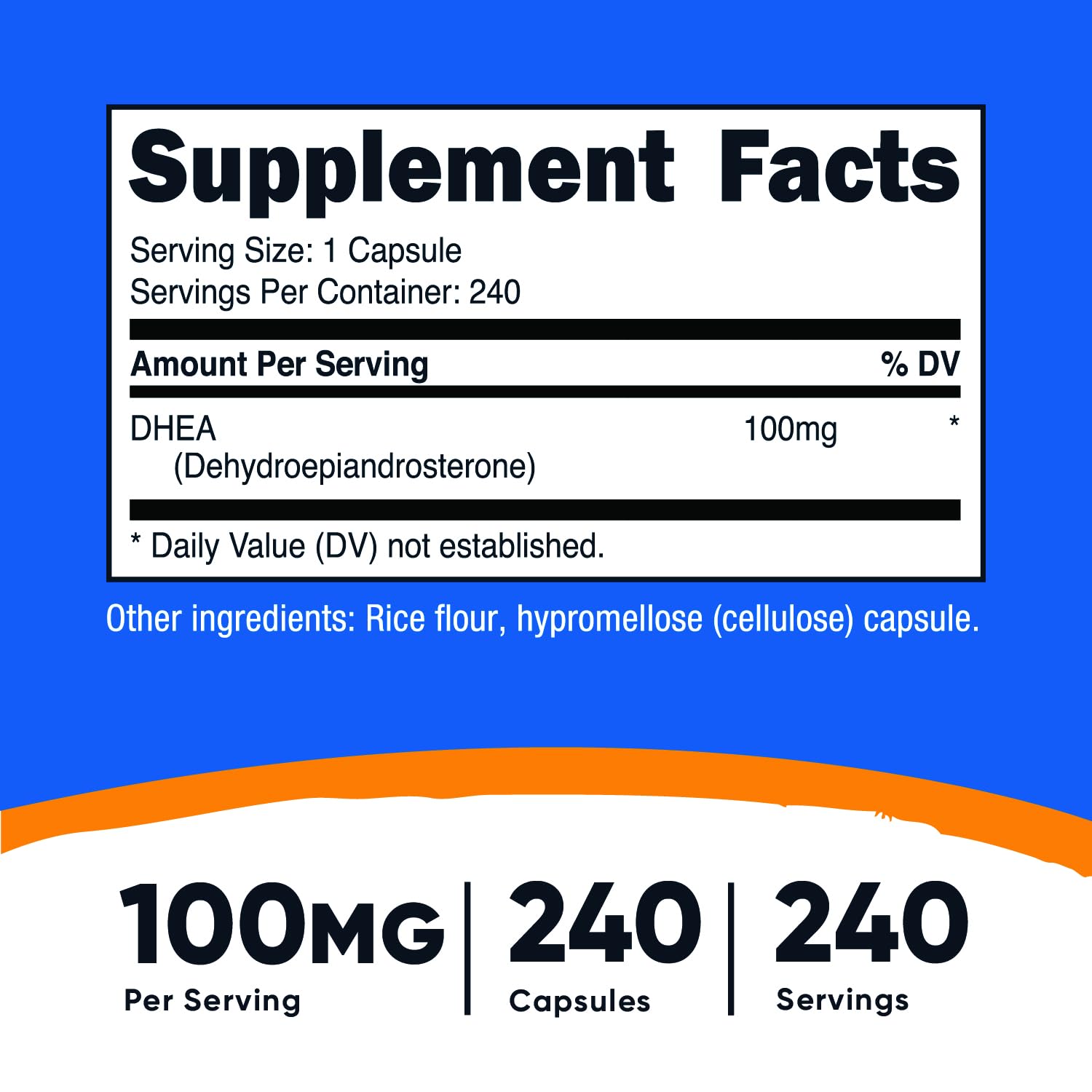 Nutricost DHEA 100mg, 240 Capsules - Gluten Free, Soy Free, Non-GMO, Supplement Nutricost