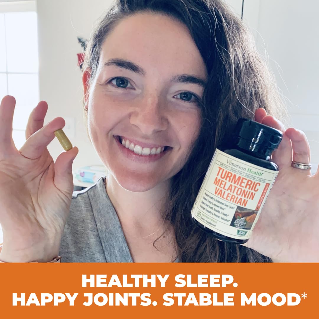 Turmeric, Melatonin & Valerian Root Sleep Aid Supplement. Natural Sleep Aid for Adults Vimerson Health