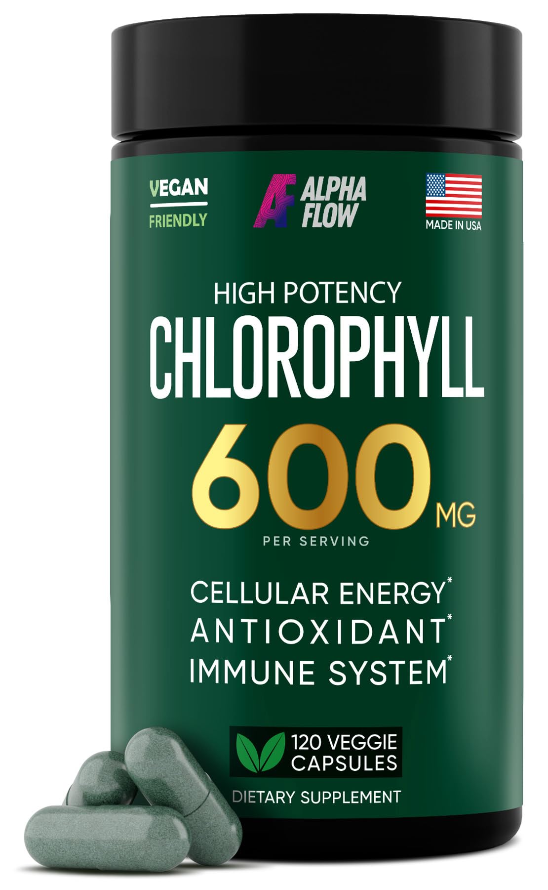 Chlorophyll Capsules 600 mg - Natural Chlorophyll Pills for Women & Men - Highly BioAvailable