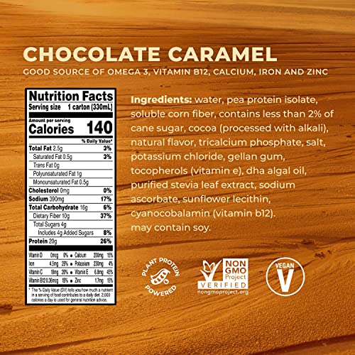 Evolve Plant Based Protein Shake, Chocolate Caramel, 20g Vegan Protein, Dairy Free