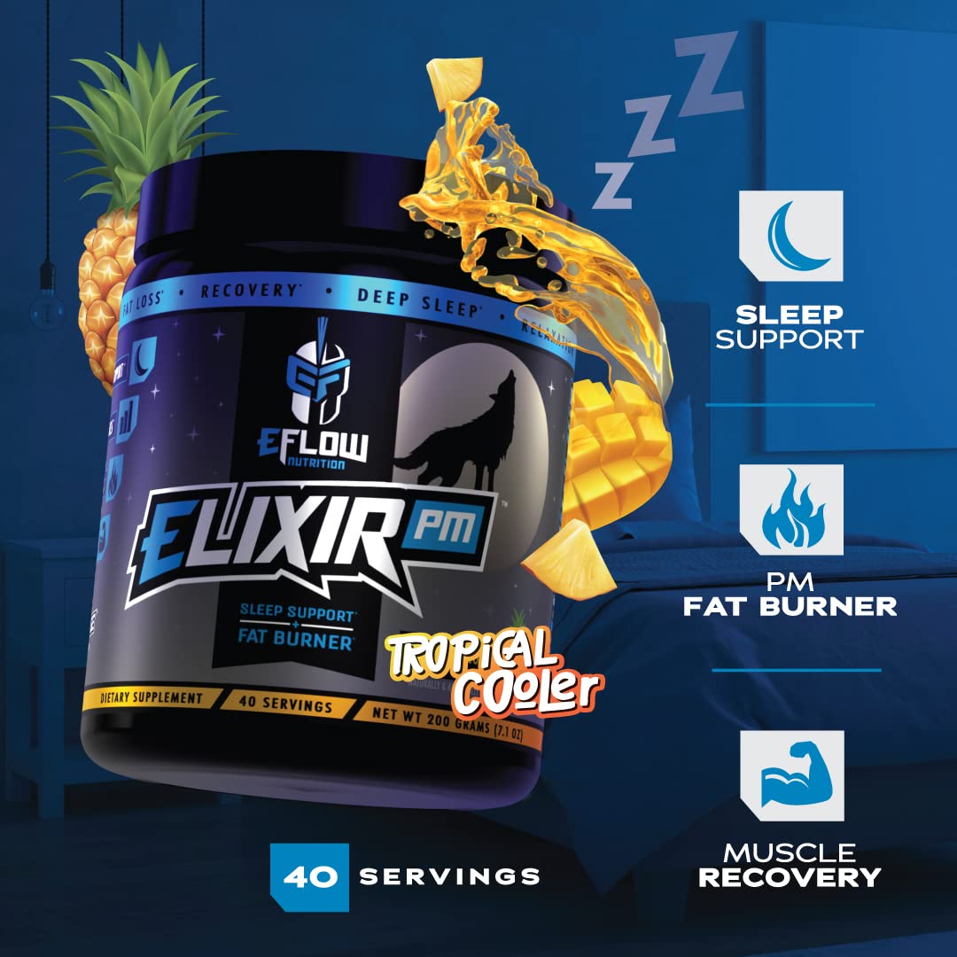 eFlow Nutrition Elixir PM - Night time Fat Burner and Natural Sleep Support - GABA, l-carnitine eFlow Nutrition